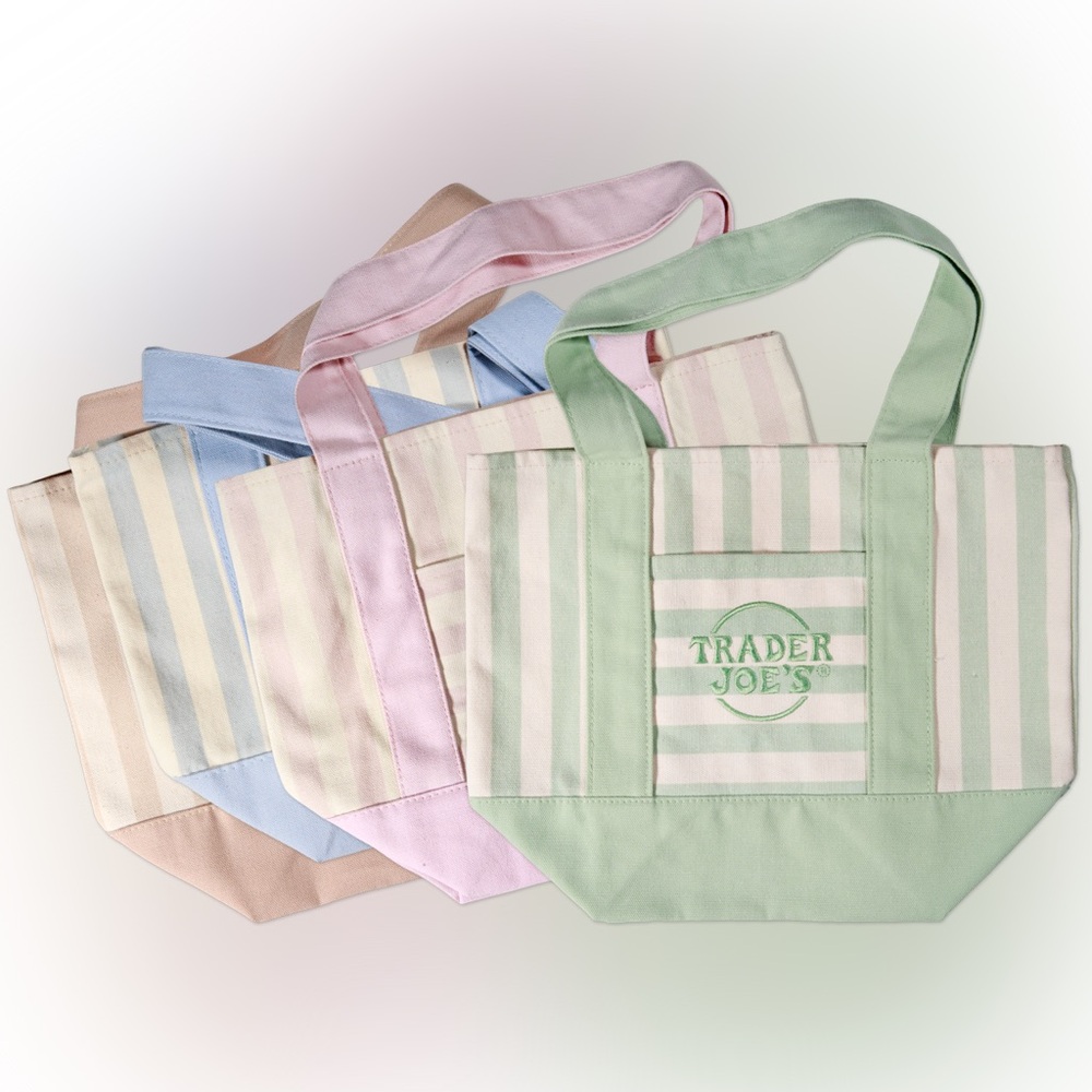 Trader Joe’s Viral Limited Edition Pastel Summer Mini Striped Tote Bags 4 Bags